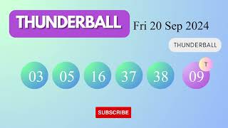 Thunderball Draw Results on Fri 20 Sep 2024 The National Lottery UK [upl. by Ennyletak997]