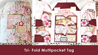 Tri fold multi pocket tag  TUTORIAL  FACEBOOK FREEBIE [upl. by Malca1]