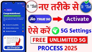 Jio 5G Activate Kaise Kare 5G Settings Jio Free Unlimited 5G Data Jio True 5G Process 2025 [upl. by Dynah]