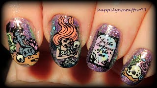 Mermaid Nail Art Stamping using Maniology Plate M370 [upl. by Ennaul]