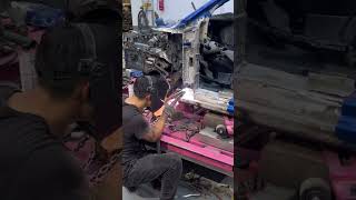 Welding a car that suffered a serious car accident [upl. by Haymo]