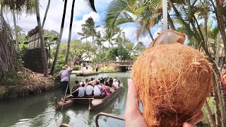 The Polynesian Cultural Center In Hawaii Is AMAZING  Canoe Ride amp Island Tour  Drinking Coconuts [upl. by Llenyt608]