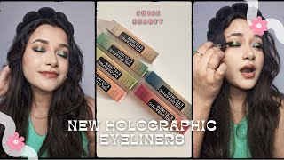 NEW Swiss beauty Holographic eyeliners Swatches amp Review swissbeauty holographics [upl. by Sivartal]