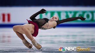 Trusova attempts five quads in valiant free skate vaults from 12th to podium at worlds  NBC Sports [upl. by Spragens]