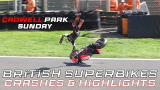 British Superbikes  Cadwell Park Sunday Crashes amp Highlights Ft Big Highside amp BSB Race 1 27823 [upl. by Ailemap]