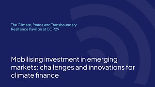 Mobilising investment in emerging markets challenges and innovations for climate finance [upl. by Ricker]