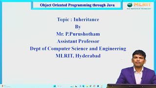 LEC15 Object Oriented Programming Using Java  Inheritance by Mr P Purushotham [upl. by Llerrut]