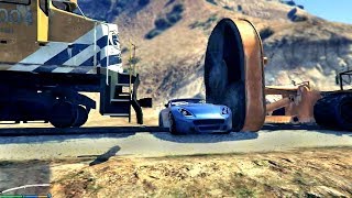 Grand Theft Auto 5  Can a stopper and 20 cars stop the Train in GTA 5   TechSoft Station [upl. by Adnalor]