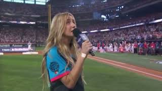 Ingrid Andress sings the worst national anthem ever at the Home Run Derby 2024 [upl. by Clarkson285]