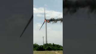 wind turbine accident  wind turbine nacelle caught fire [upl. by Colb]