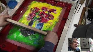 Printmaking Monotype Silkscreen Demonstration [upl. by Tihor617]