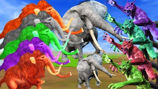 5 Zombie Mammoth Vs 5 Zombie Wolfs Attack Two Elephants Saved by Mammoth Elephant Epic Battle [upl. by Eedia]