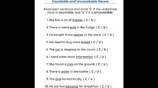 Countable noun and uncountable noun with Questions nouninenglish countablenoun uncountablenouns [upl. by Ahseik]