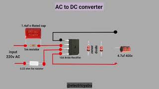 220v AC to 12v DC convertor circuit without transformer  AC to DC convertor skills video [upl. by Lihcox]