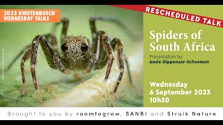 Spiders of South Africa A Kirstenbosch Wednesday Talk by Ansie DippenaarSchoeman [upl. by Esiole400]