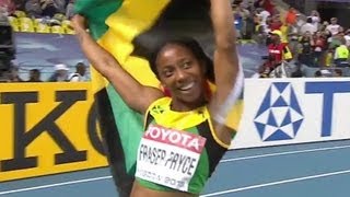 FraserPryce claims 200m Felix goes down  Universal Sports [upl. by Mairim]