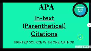 APA 7th Edition Intext parenthetical citations one author book with or without pages [upl. by Ahsinyd]