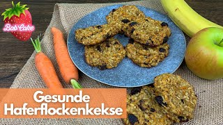 Gesunde Haferflockenkekse  saftig vegan ohne Zucker  Kekse mit Banane Apfel amp Karotte  BabCake [upl. by Beauregard769]