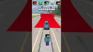 NOOB vs PRO vs HACKER vs HEROBRINE Car jump challenge 😎🚗 shorts beamngdrive [upl. by Sugar]