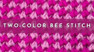 How to Knit the 2 Color Bee Stitch  Knitting Stitch Pattern  English Style [upl. by Irtimd]