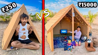 Overnight Survival Challenge  Low Budget Cardboard House challenge 🏠 ₹250 VS ₹15000 [upl. by Lucinda]