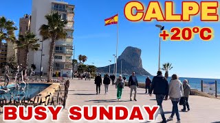 Calpe Beach in February  Warm Sunday attracts tourists 🏖️ calpe [upl. by Onairpic]