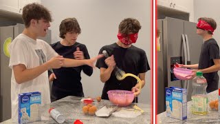 Matt bakes blindfolded  Sturniolo Triplets [upl. by Notsrik]