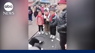 Children injured as car crashes into primary school in China [upl. by Husch]