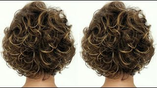 How to Short Curly Bob Haircut step by step  Box Bob Haircuts [upl. by Atalee739]