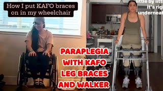 Paraplegic lady  adaptive wheelchair life  kafo leg braces walker routine [upl. by Howie]