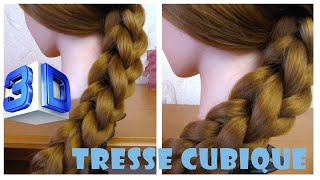 Tresse 3D à 3 brins cubique ✨ facile à faire ✨ Easy 3D Braid Hair Tutorial [upl. by Sinnal367]