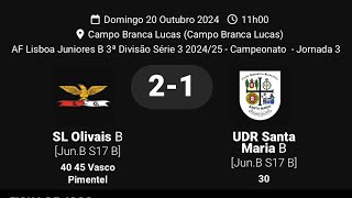 SLO vs UDR Sta Maria  3ª Jornada AFL III Div JunB Sub17  2ª Parte [upl. by Kcirdahs]