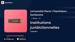 PARIS 1  L1  Droit  Institutions juridictionnelles  Capsule 1 [upl. by Ladin]