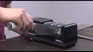 How To Sharpen On Wusthof Electric Knife Sharpener by Chefs Choice [upl. by Valerye]