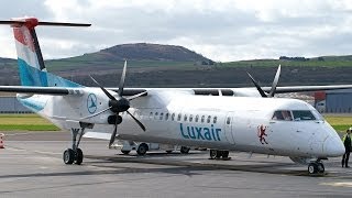 Luxair Dash8 Q400 LXLGF Departing ClermontFerrand Auvergne Airport CFELFLC [upl. by Inan]