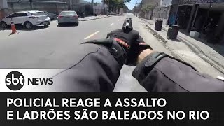 Pm reage a assalto e atira contra ladrões no Rio de Janeiro [upl. by Alliuqat]