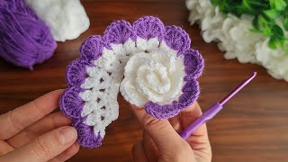 3D⚡💯Crochet Flower💯👌 Very easy crochet rose flower making for beginners crochet [upl. by Toddy]