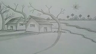 Beautiful Pencil Sketch Scenery Drawing With Easy Tricks  Part 24  Sketching [upl. by Thurmond986]