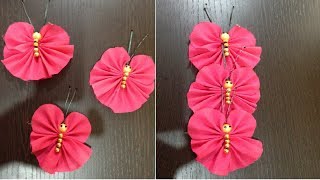 how to make butterfly with waste cloth materials  diy  best out of waste  west mathi best [upl. by Heidie780]