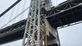 Man climbs George Washington Bridge causing traffic nightmare [upl. by Ettenaj]