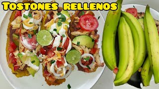 TOSTONES DE PLATANO RELLENOS DE POLLO [upl. by Ordisi508]