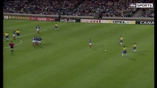 Roberto Carlos Incredible Free Kick France 1997 Sky Sports English Commentary HD [upl. by Laenej]