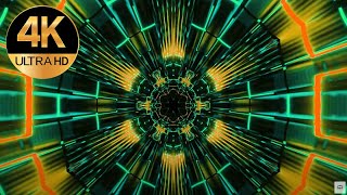 7 hour 4k VJ loop Metallic Green color Relaxing background Abstract Video neon tunnel screensaver [upl. by Ailyt]