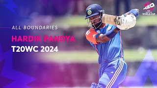 Every Hardik Pandya boundary at T20WC 2024 [upl. by Aynotel]