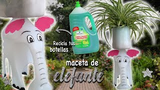 🐘 MACETA de ELEFANTE con BOTELLAS de PLÁSTICO  Macetas con BOTELLAS de PLÁSTICO MATERIAL RECICLADO [upl. by Marysa]