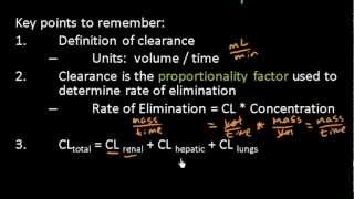 Clearance and Rate of Elimination  Pharmacokinetics  Pharmacology Lect 12 [upl. by Initirb]