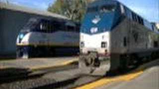 HD Amtrak San Joaquin and Capitol Arrive Together at Martinez California Aug23 2013 [upl. by Aisereht899]