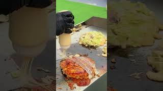 Have You Tried This Giant Japanese Okonomiyaki 😋 StreetFood AsianFood JapaneseFood Okonomiyaki [upl. by Sirroned]