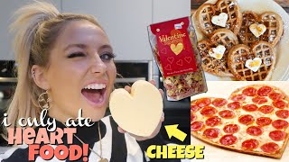 I ONLY ate HEART SHAPED FOODS for 24hours Valentines edition [upl. by Madian]