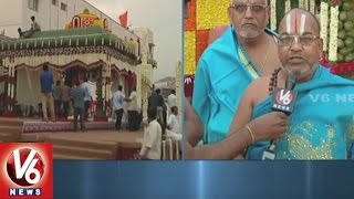 All Arrangements Set For Sri Lakshmi Narasimha Swamy Kalyana Mahotsavam In Yadadri  V6 News [upl. by Allix]